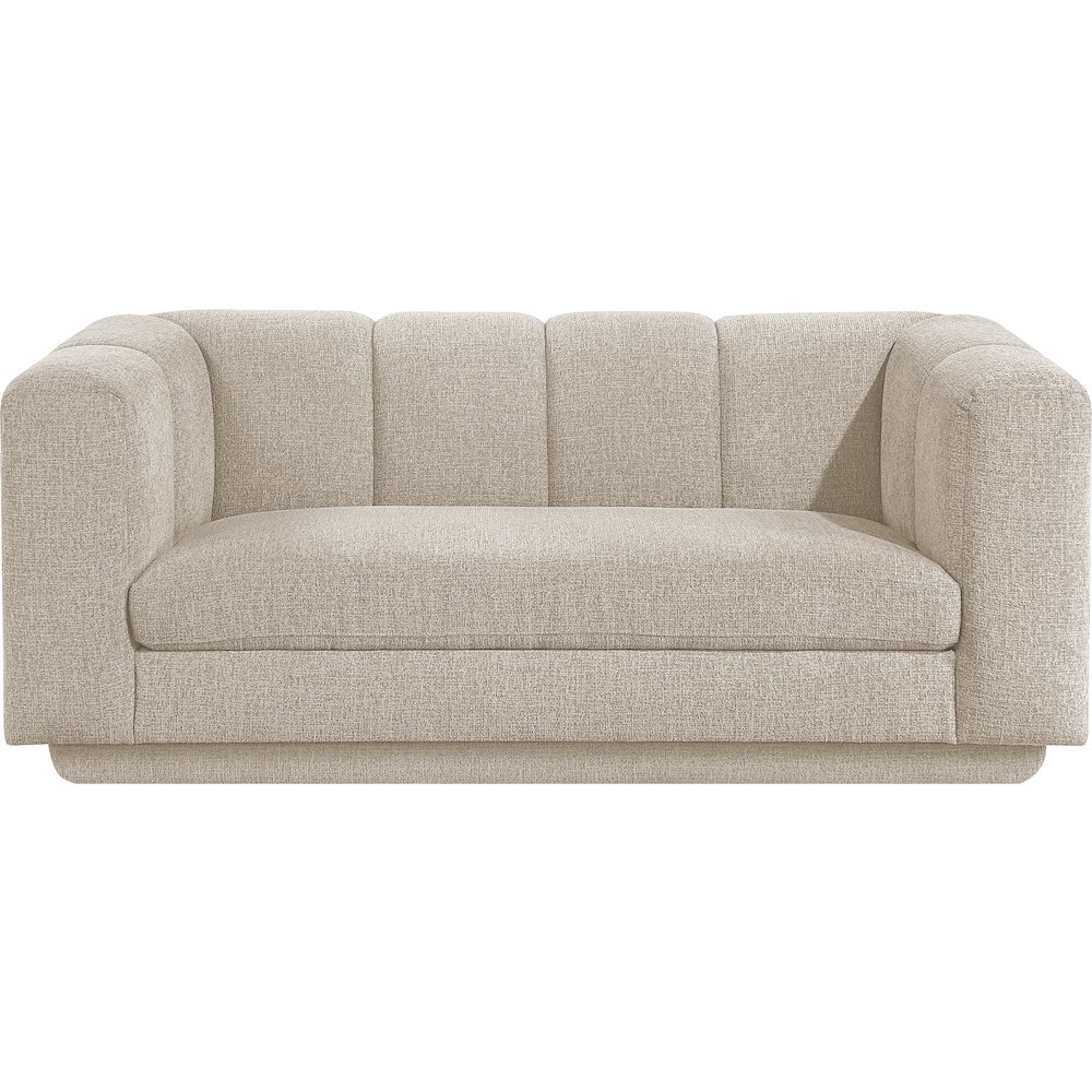 Modari 70.25" Beige Fabric Upholstered Loveseat. Picture 2