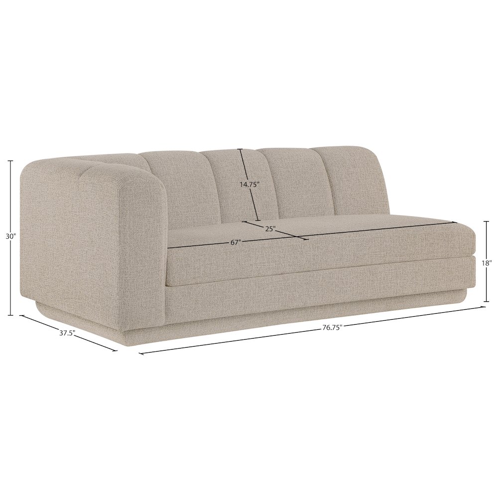 Modari 76.75" Beige Fabric Upholstered Left Arm Sofa. Picture 7