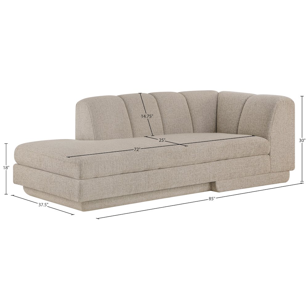 Modari Beige Fabric Upholstered Right Arm Chaise. Picture 7