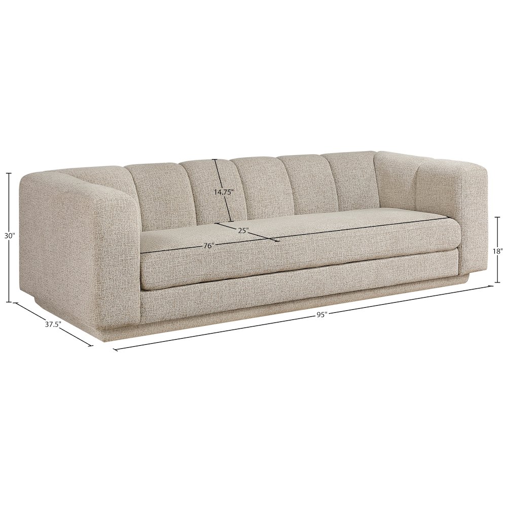 Modari 95" Beige Fabric Upholstered Sofa. Picture 7