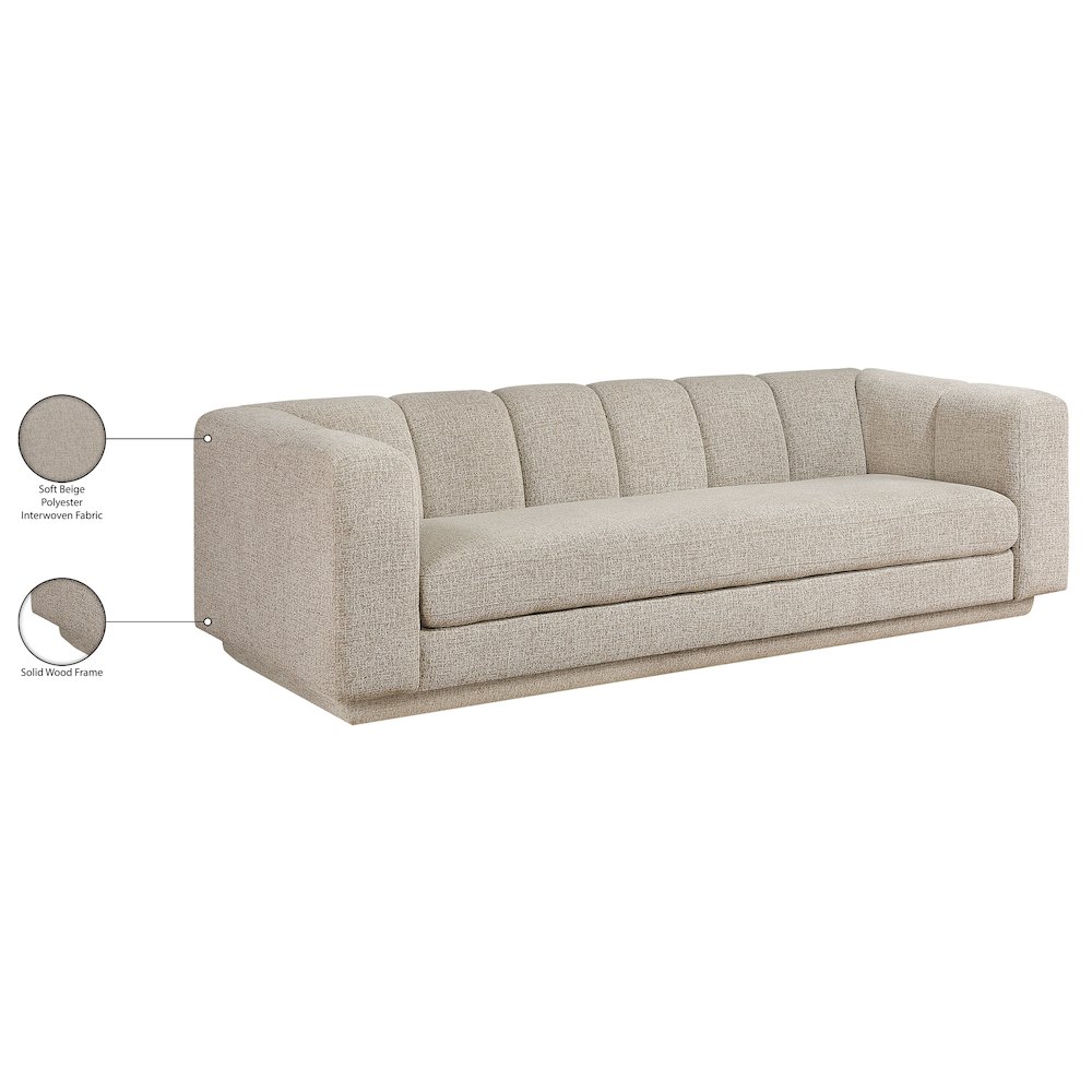 Modari 95" Beige Fabric Upholstered Sofa. Picture 8