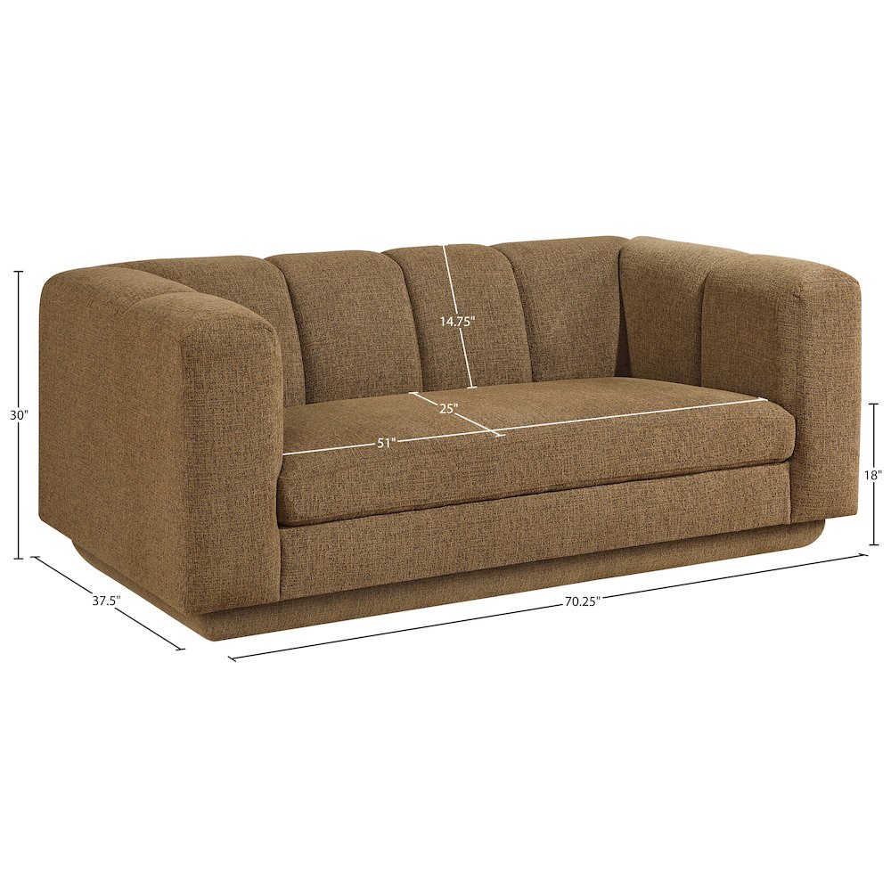 Modari 70.25" Brown Fabric Upholstered Loveseat. Picture 7
