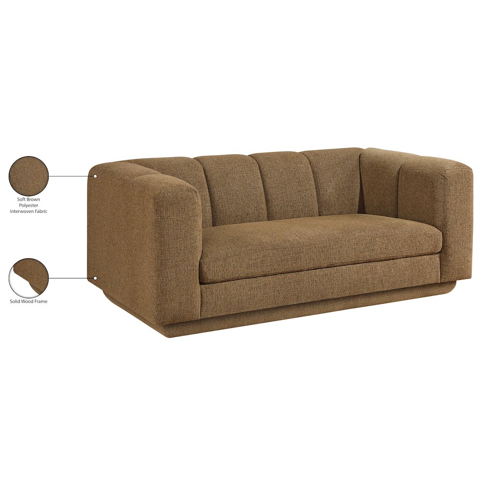 Modari 70.25" Brown Fabric Upholstered Loveseat. Picture 8