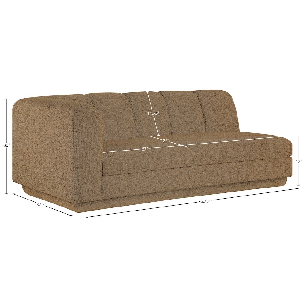 Modari 76.75" Brown Fabric Upholstered Left Arm Sofa. Picture 7