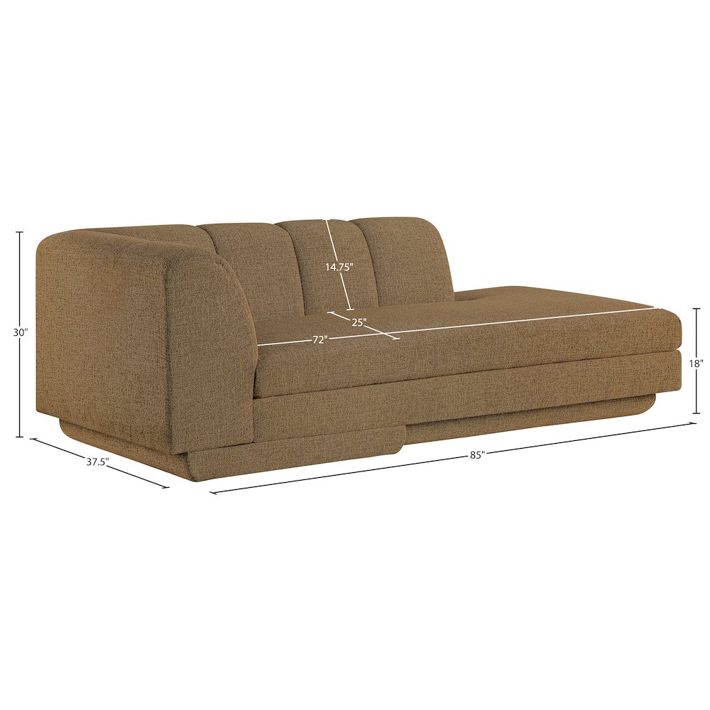 Modari Brown Fabric Upholstered Left Arm Chaise. Picture 7