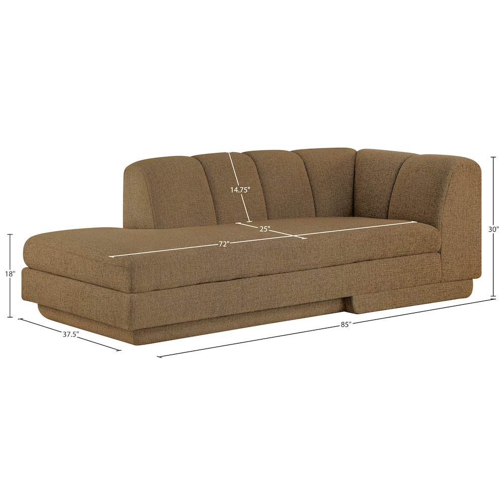 Modari Brown Fabric Upholstered Right Arm Chaise. Picture 7