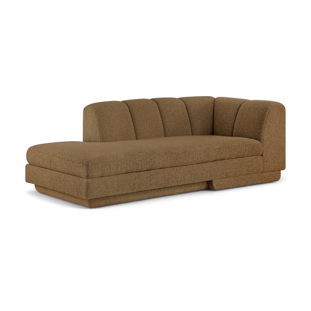 Modari Brown Fabric Upholstered Right Arm Chaise. Picture 1