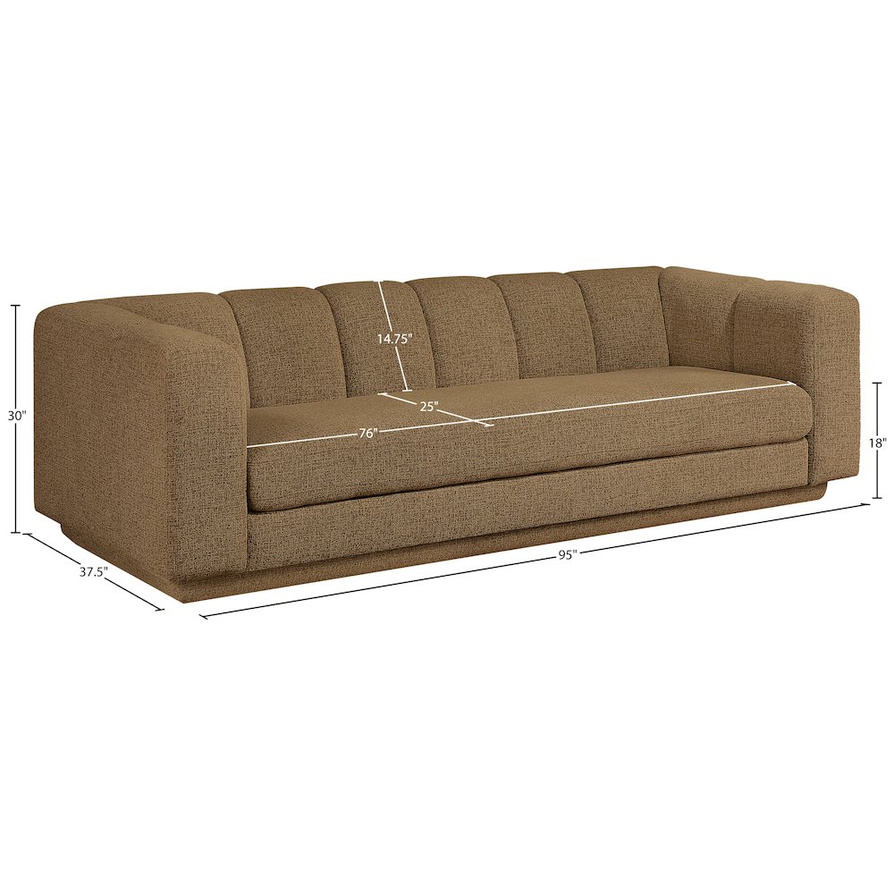 Modari 95" Brown Fabric Upholstered Sofa. Picture 7