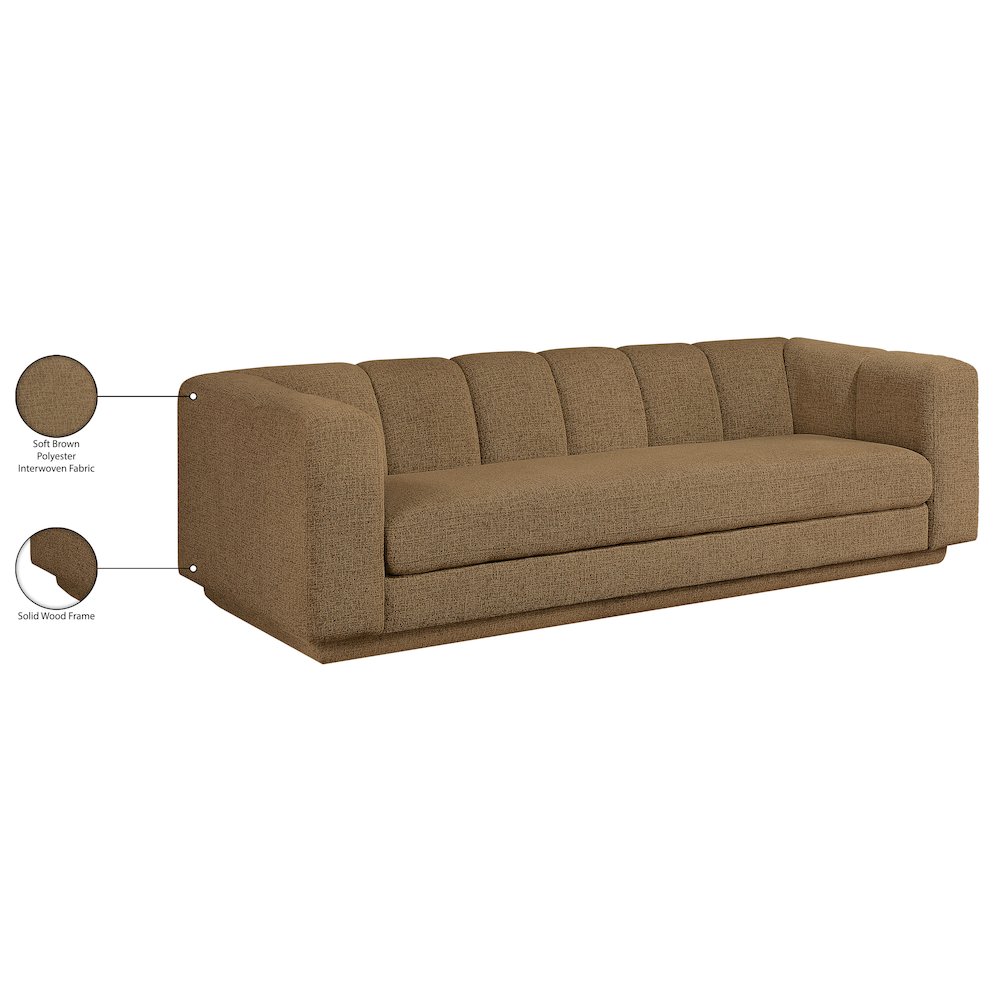 Modari 95" Brown Fabric Upholstered Sofa. Picture 8