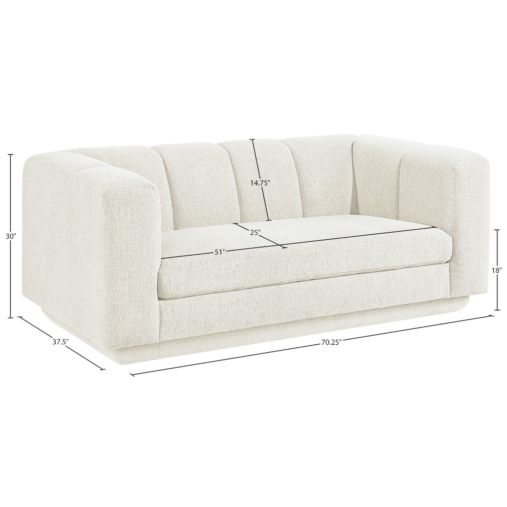 Modari 70.25" Cream Fabric Upholstered Loveseat. Picture 7