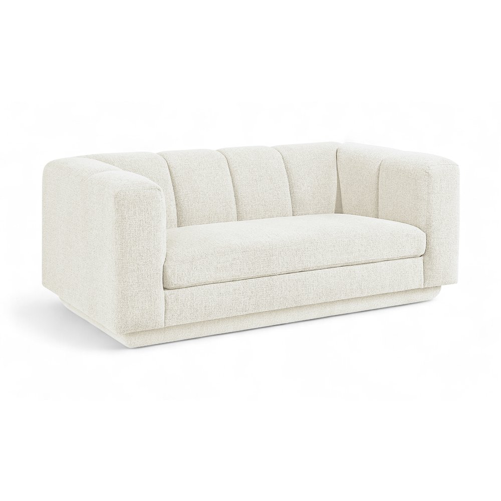 Modari 70.25" Cream Fabric Upholstered Loveseat. Picture 1