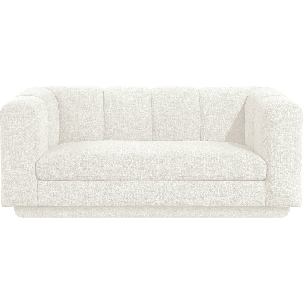 Modari 70.25" Cream Fabric Upholstered Loveseat. Picture 2