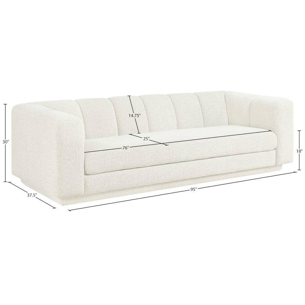 Modari 95" Cream Fabric Upholstered Sofa. Picture 7