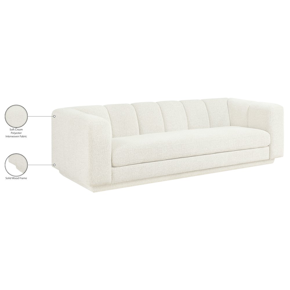 Modari 95" Cream Fabric Upholstered Sofa. Picture 8