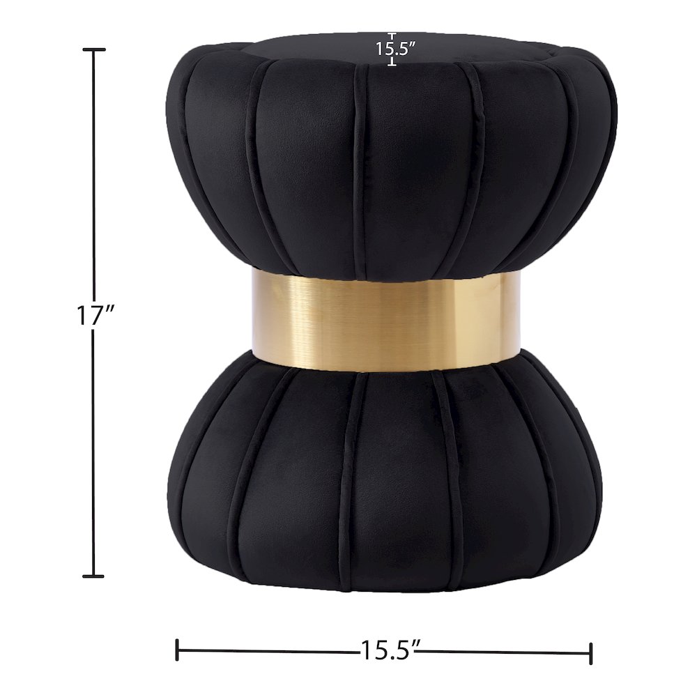 Vino Black Velvet Ottoman/Stool. Picture 3
