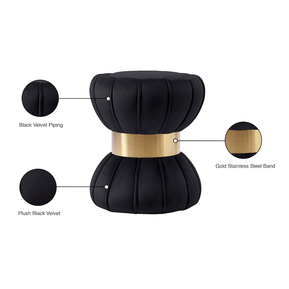Vino Black Velvet Ottoman/Stool. Picture 4