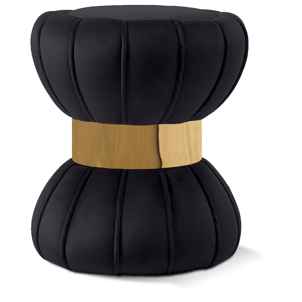 Vino Black Velvet Ottoman/Stool. Picture 1