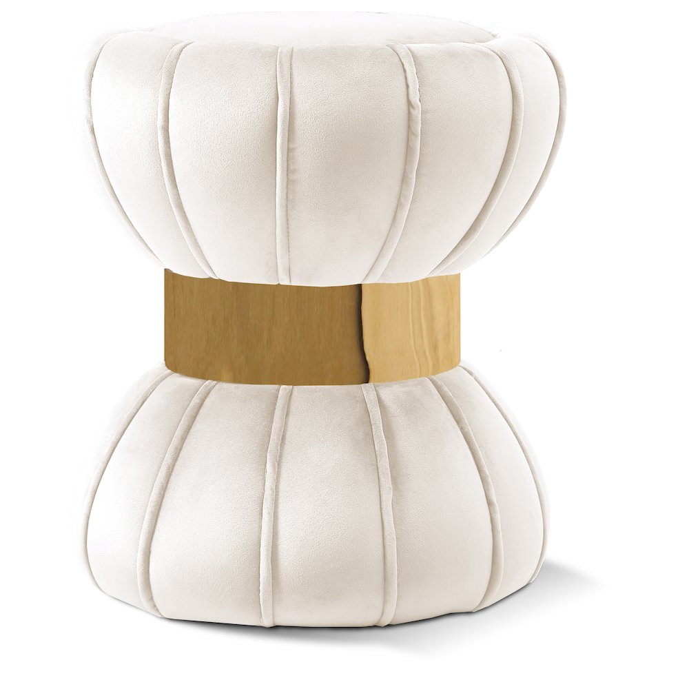 Vino Cream Velvet Ottoman/Stool. Picture 1