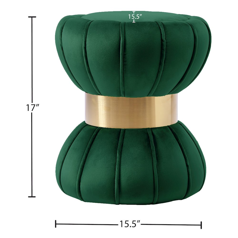 Vino Green Velvet Ottoman/Stool. Picture 3