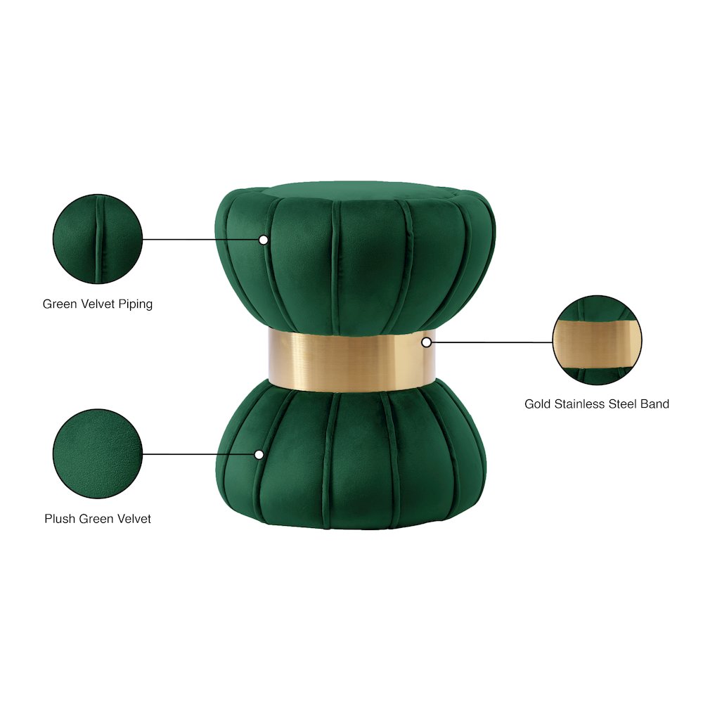Vino Green Velvet Ottoman/Stool. Picture 4