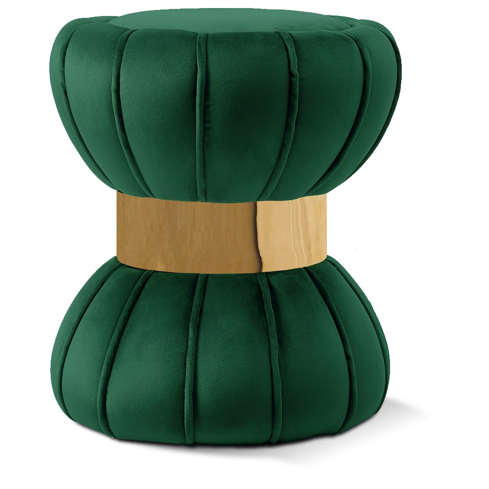 Vino Green Velvet Ottoman/Stool. Picture 1