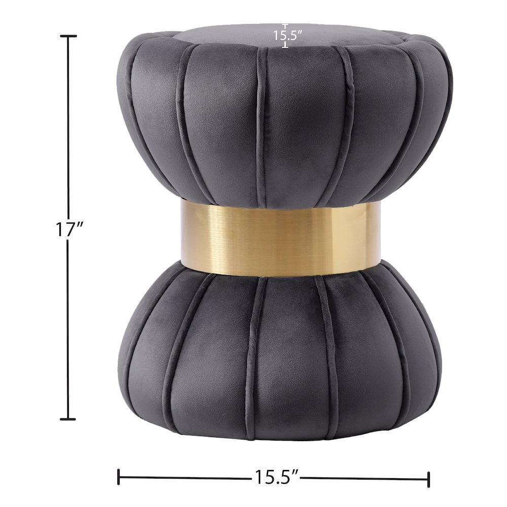 Vino Grey Velvet Ottoman/Stool. Picture 3