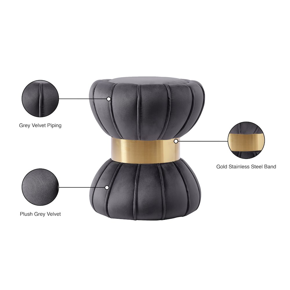 Vino Grey Velvet Ottoman/Stool. Picture 4