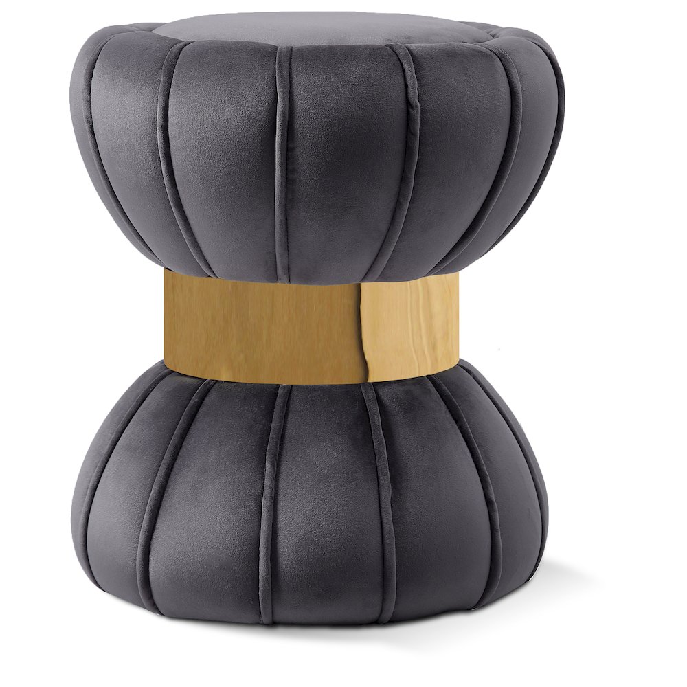 Vino Grey Velvet Ottoman/Stool. Picture 1