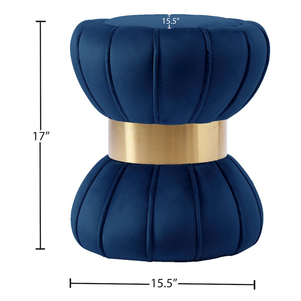 Vino Navy Velvet Ottoman/Stool. Picture 3