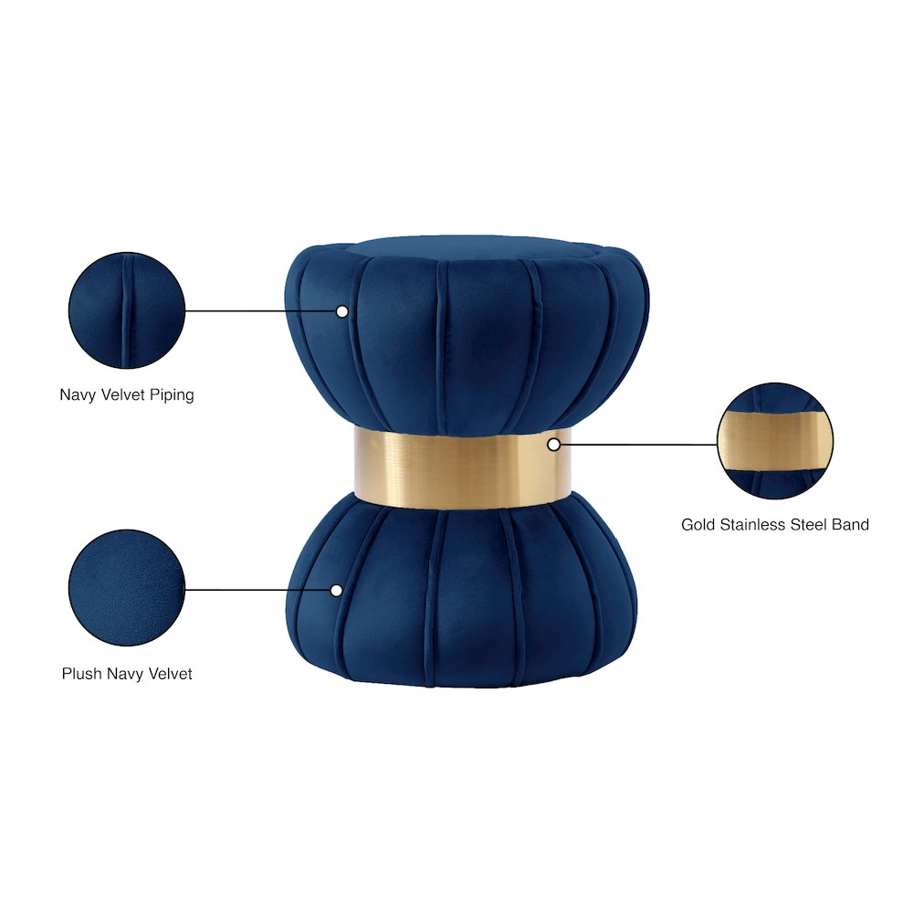 Vino Navy Velvet Ottoman/Stool. Picture 4