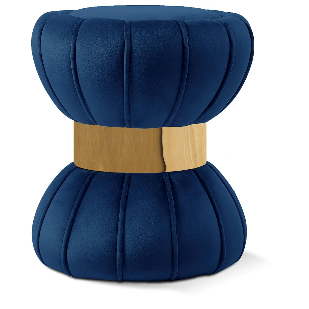 Vino Navy Velvet Ottoman/Stool. Picture 1
