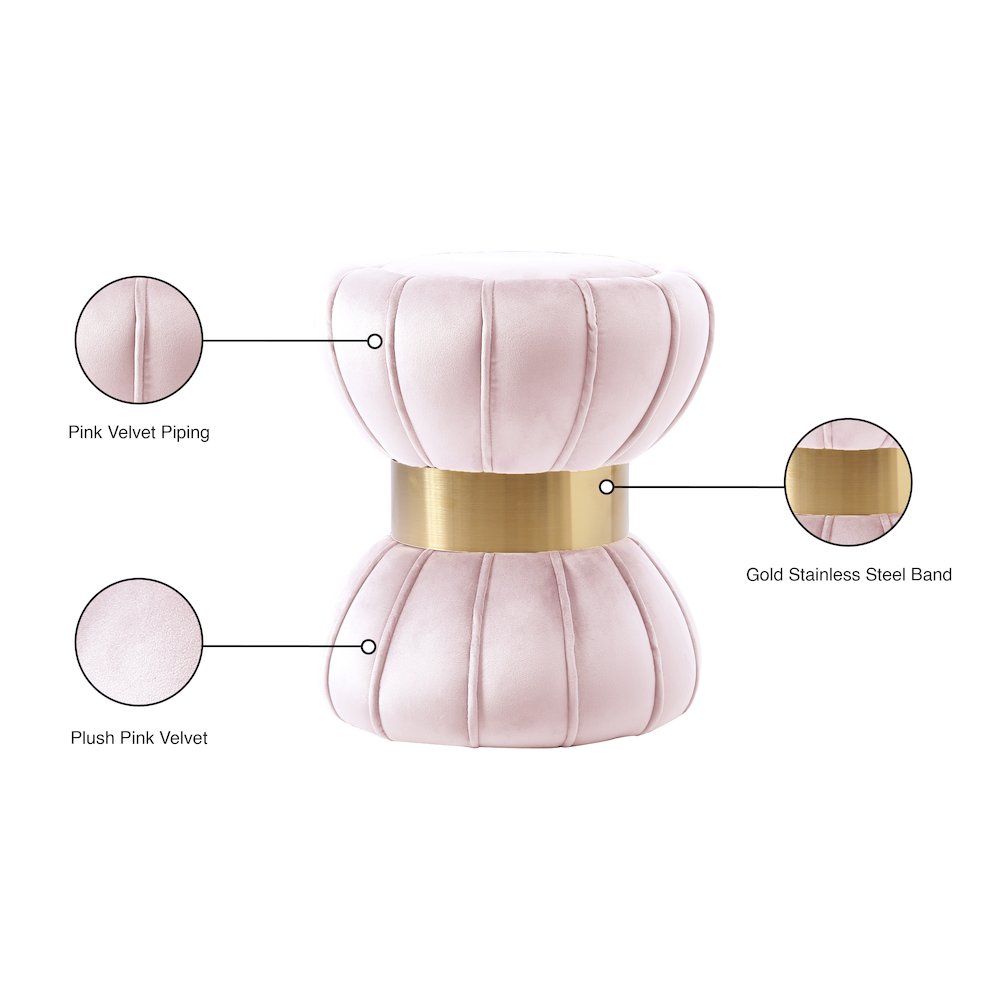 Vino Pink Velvet Ottoman/Stool. Picture 4
