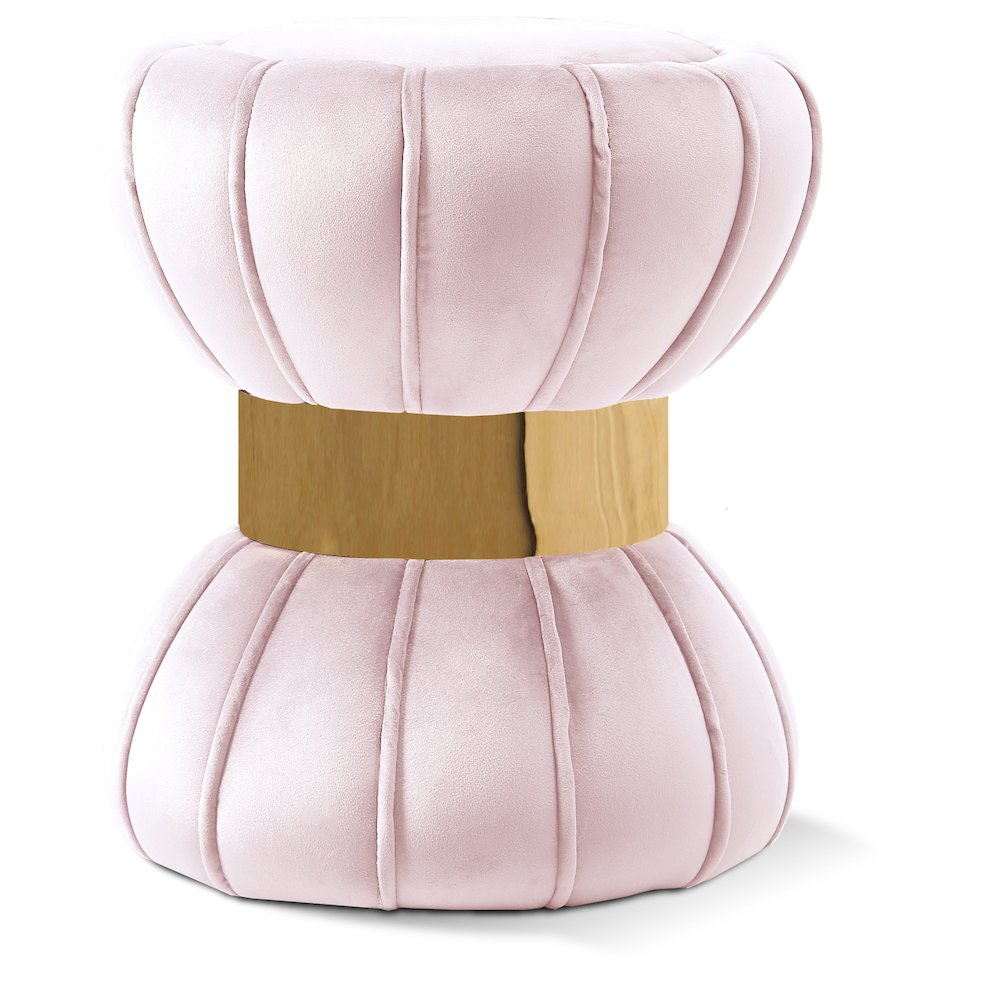 Vino Pink Velvet Ottoman/Stool. Picture 1