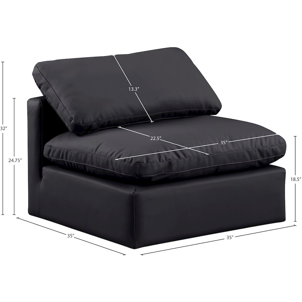 Indulge Black Vegan Leather Armless Chair. Picture 8