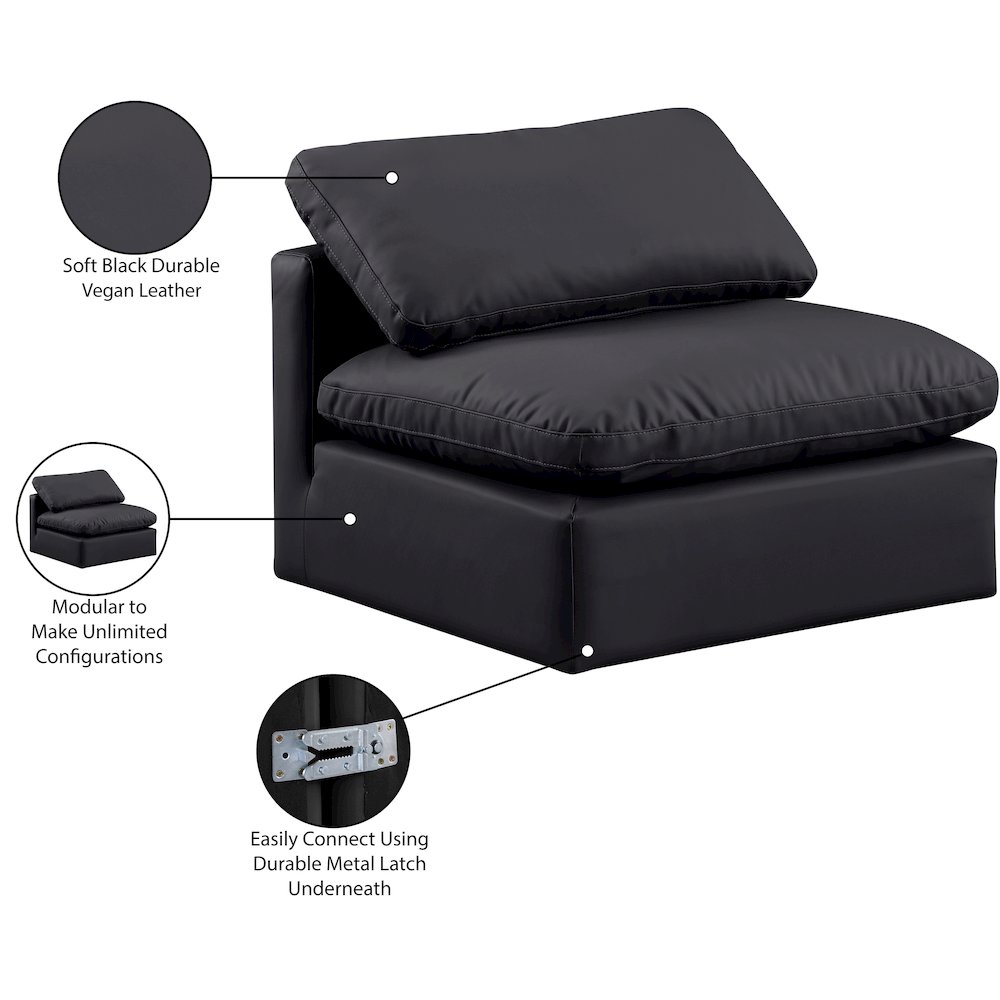 Indulge Black Vegan Leather Armless Chair. Picture 9