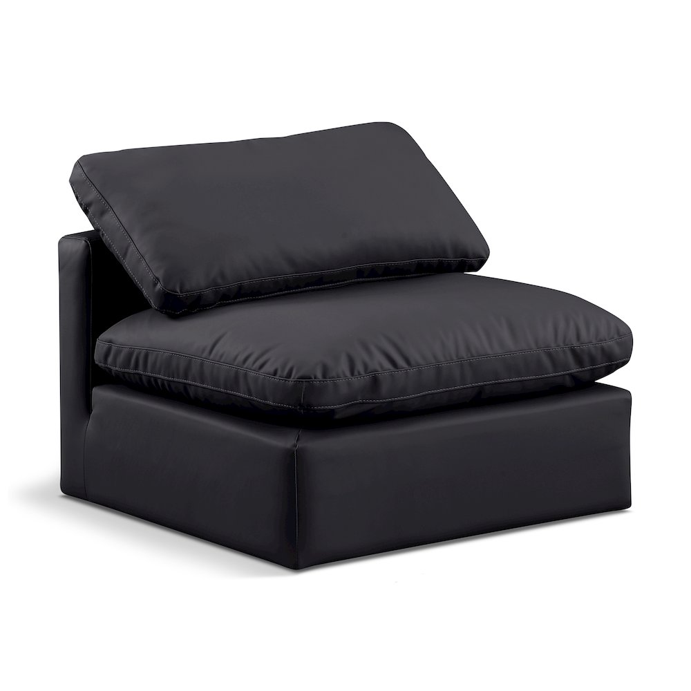 Indulge Black Vegan Leather Armless Chair. Picture 1