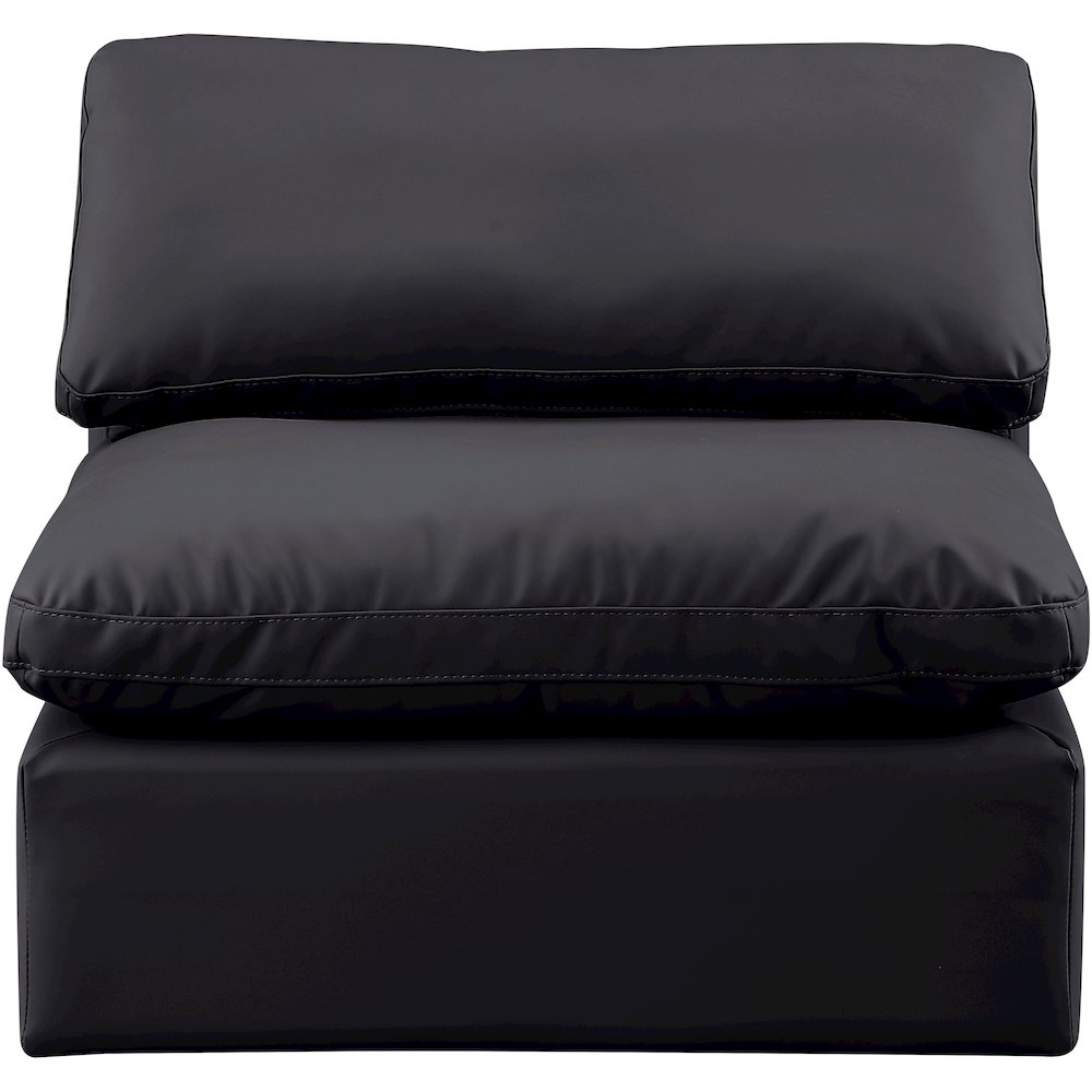 Indulge Black Vegan Leather Armless Chair. Picture 4