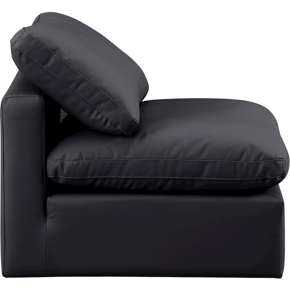 Indulge Black Vegan Leather Armless Chair. Picture 5