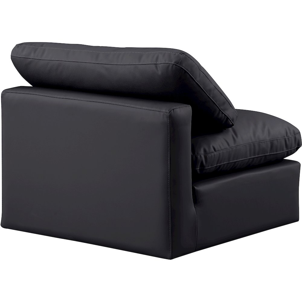 Indulge Black Vegan Leather Armless Chair. Picture 6