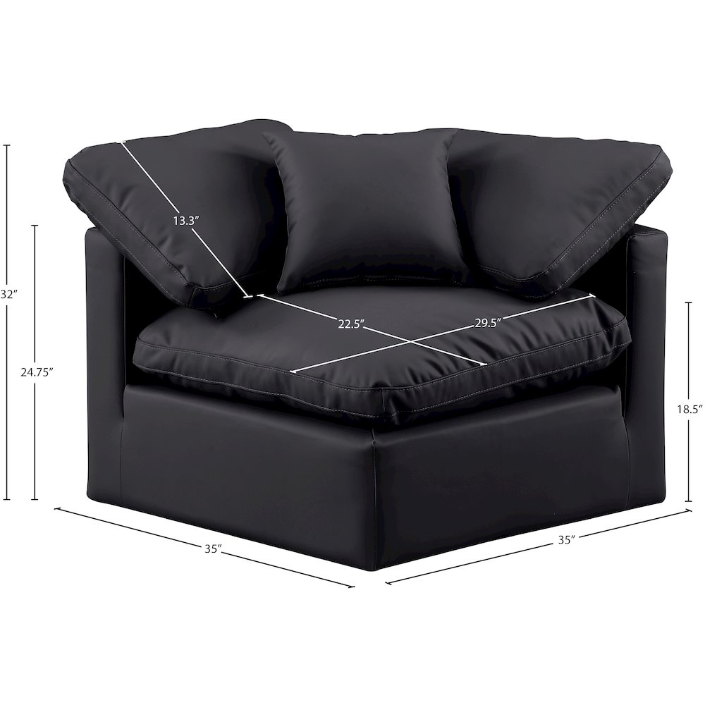 Indulge Black Vegan Leather Corner Chair. Picture 8