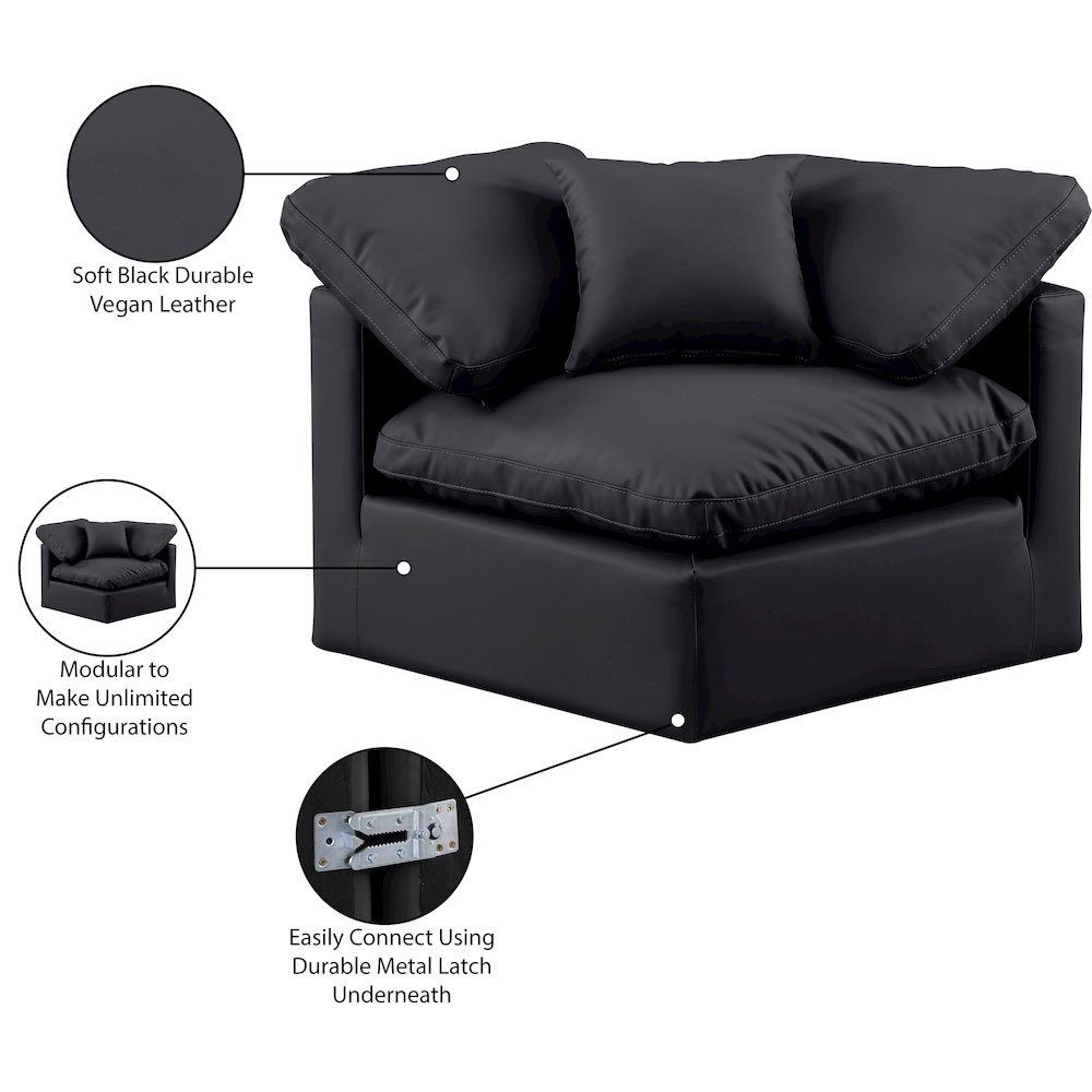 Indulge Black Vegan Leather Corner Chair. Picture 9