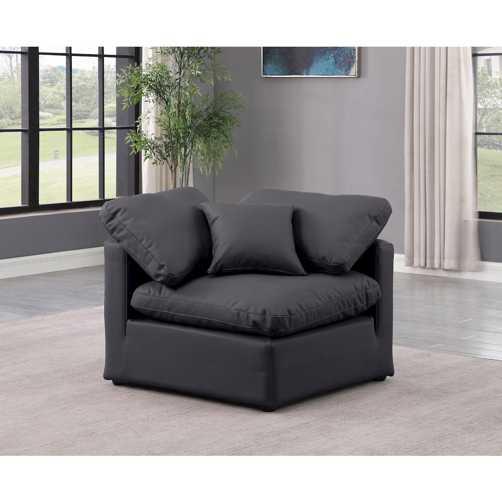 Indulge Black Vegan Leather Corner Chair. Picture 2