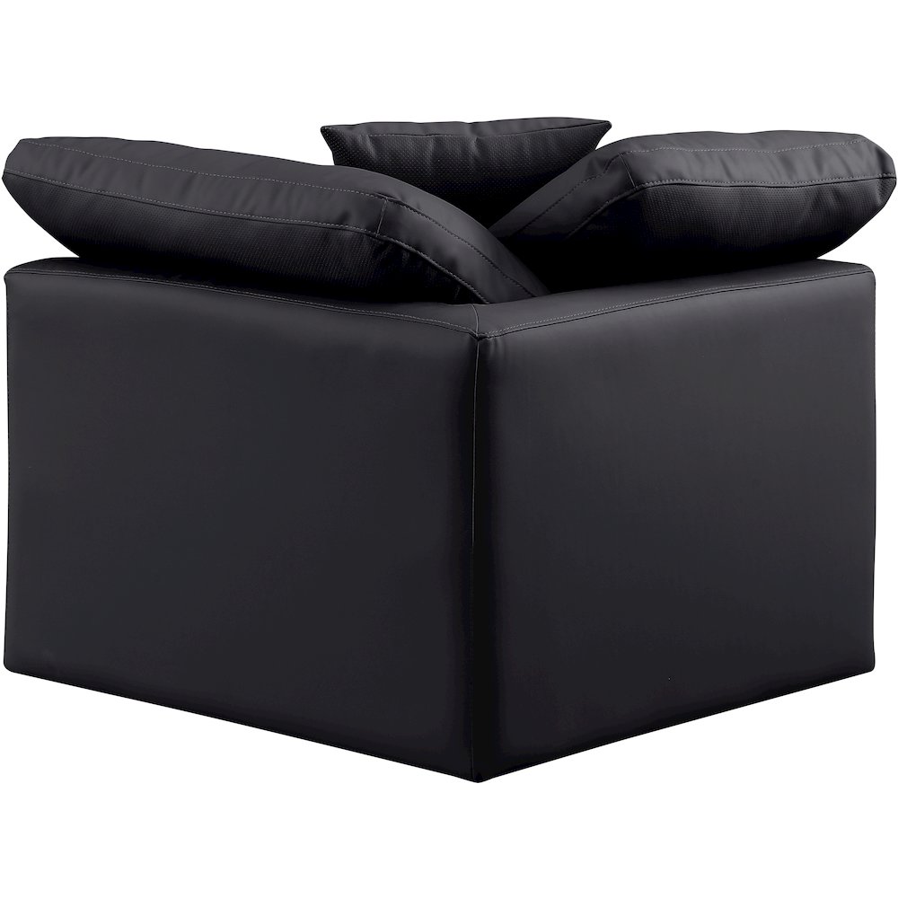Indulge Black Vegan Leather Corner Chair. Picture 3
