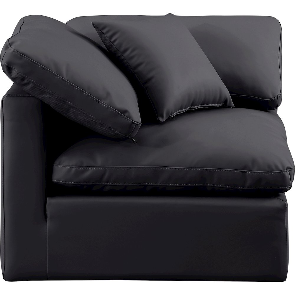 Indulge Black Vegan Leather Corner Chair. Picture 4