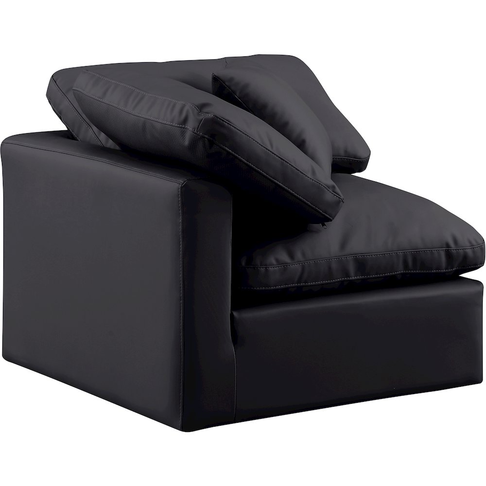Indulge Black Vegan Leather Corner Chair. Picture 6