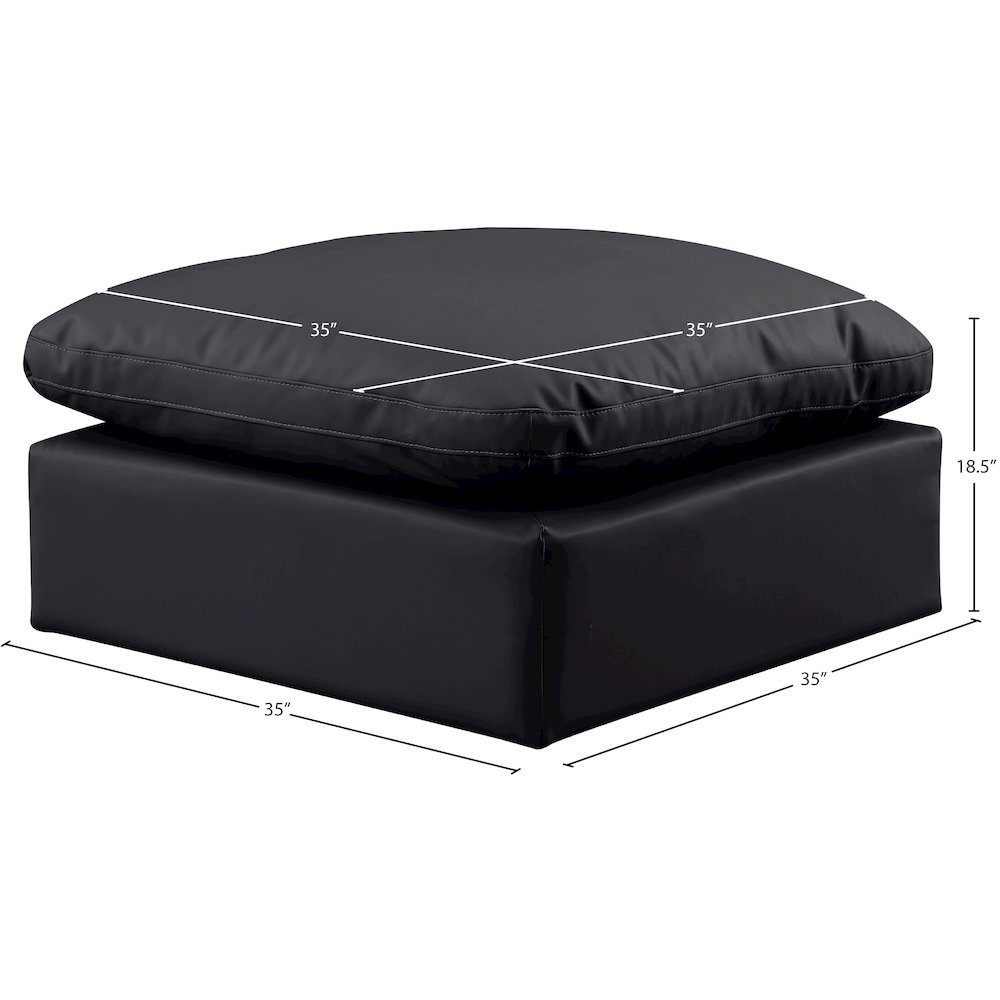 Indulge Black Vegan Leather Ottoman. Picture 4