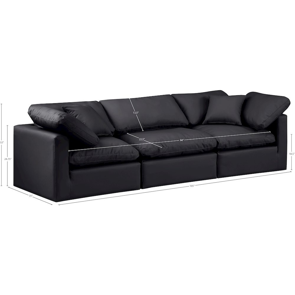 Indulge Black Vegan Leather Modular Sofa. Picture 8