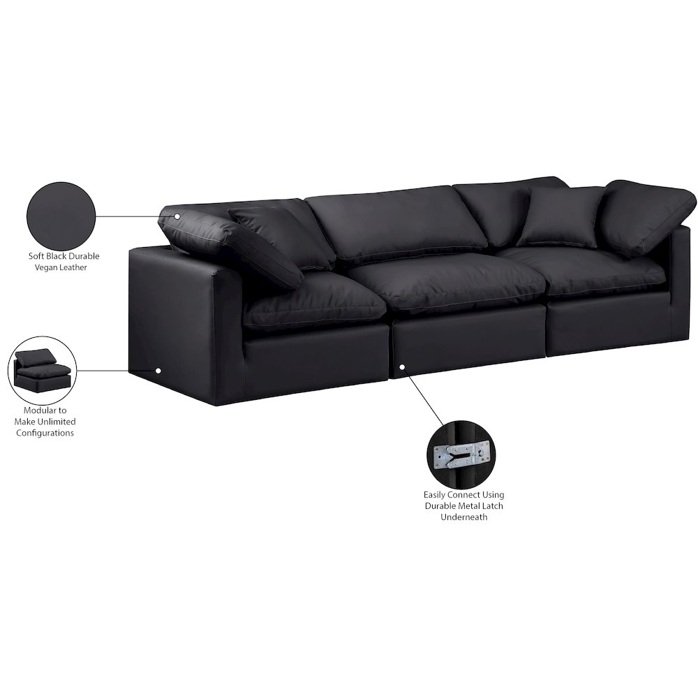Indulge Black Vegan Leather Modular Sofa. Picture 9