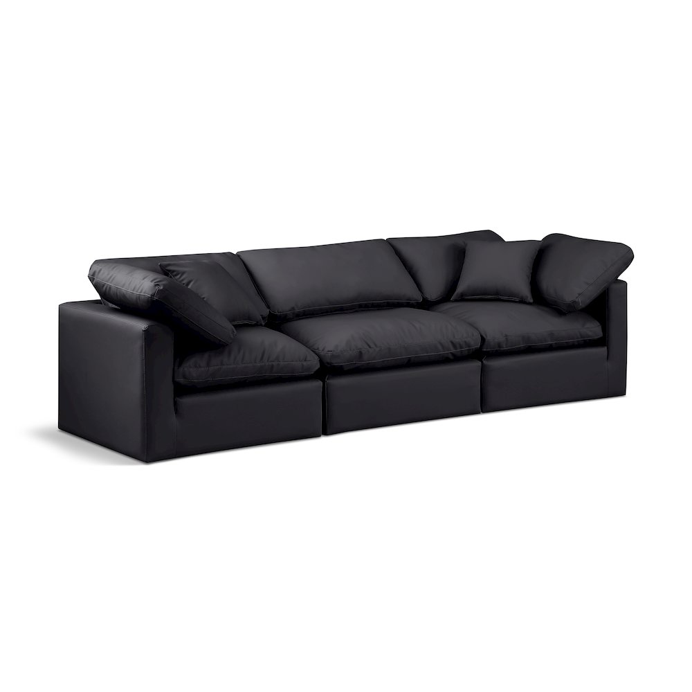 Indulge Black Vegan Leather Modular Sofa. Picture 1