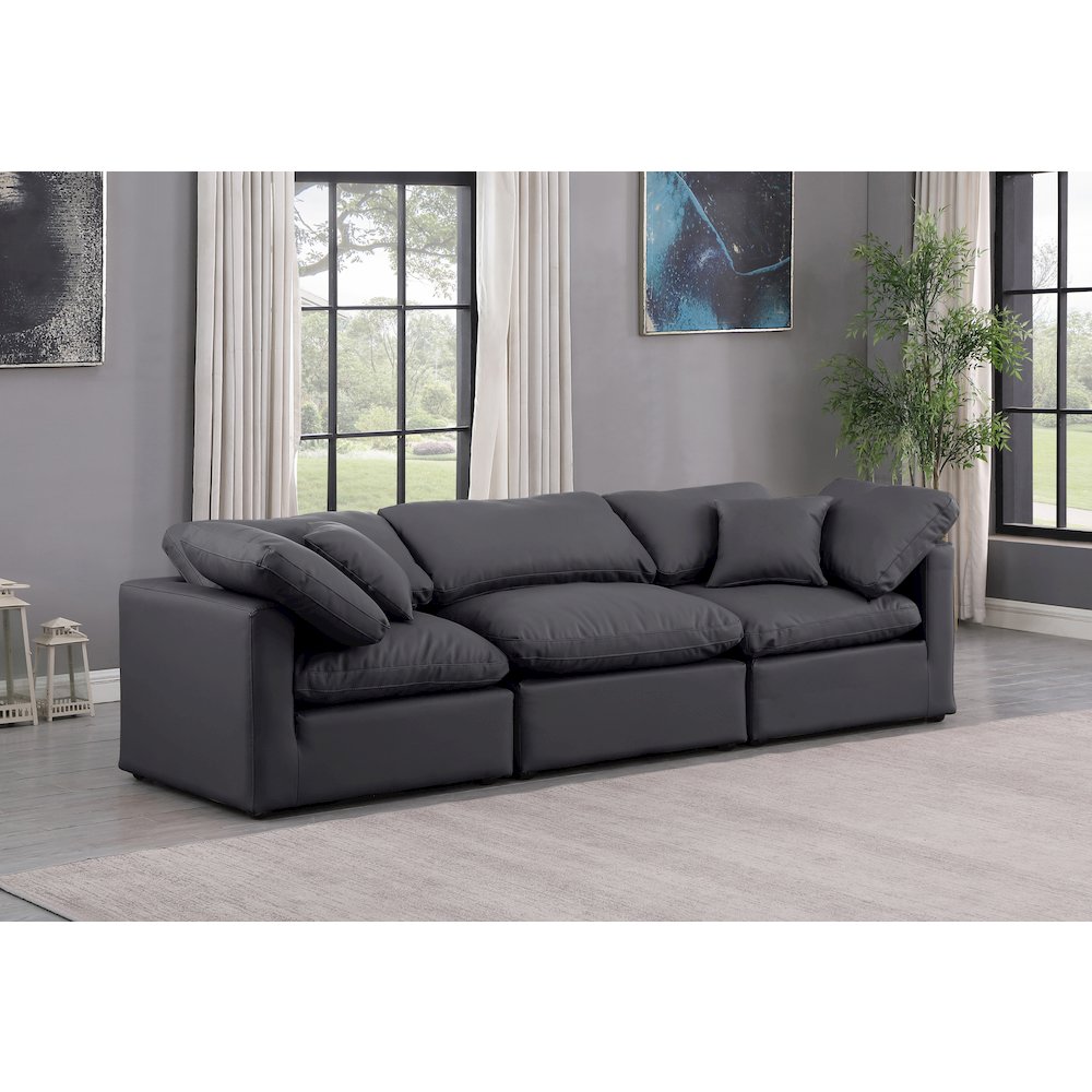 Indulge Black Vegan Leather Modular Sofa. Picture 2